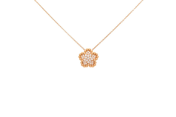 Luxo pingente dourado com diamantes isolados em branco
 - Foto, Imagem