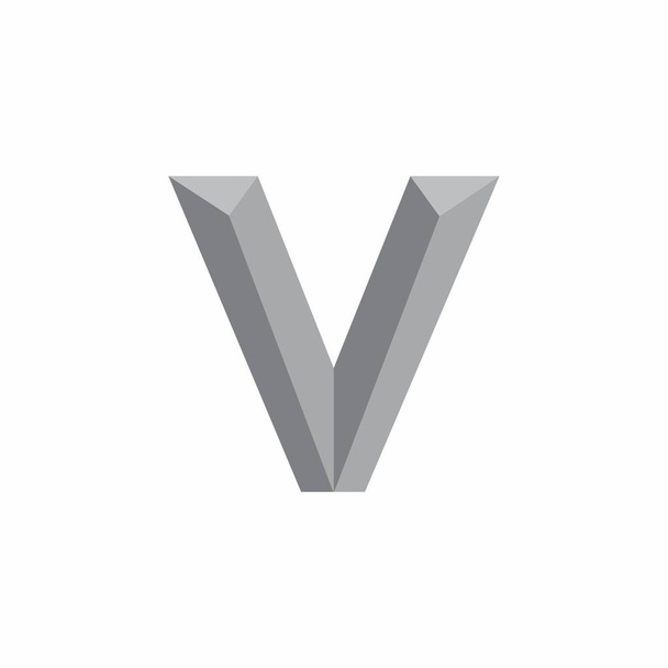 letter v 3d shape gradient decoration logo vector - Vector, Image