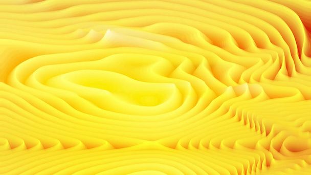 抽象的な明るい黄色の曲線波の質感美しいエレガントなイラストグラフィックアートデザイン - 写真・画像