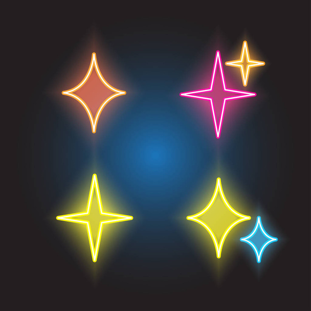  sparkles line neon icon set 1 - Vetor, Imagem