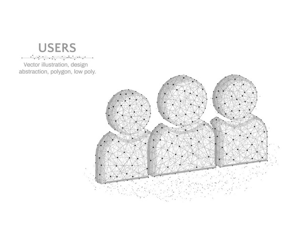 Users symbol low poly design, team polygonal style, people wire frame vector illustration on white background - Vector, Image