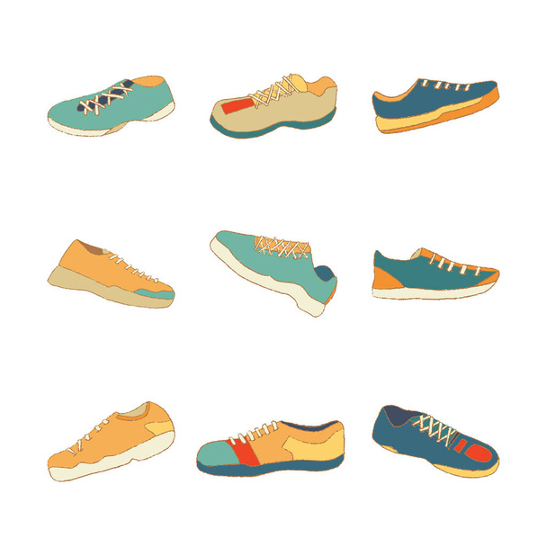 Zapatillas deportivas vector ilustración conjunto
  - Vector, imagen