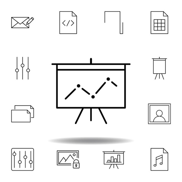 güverte sunum istatistikleri anahat simgesi. Unigrid multimedya çizimler ikonlarının ayrıntılı kümesi. Web, logo, mobil uygulama, Ui, Ux için kullanılabilir - Vektör, Görsel