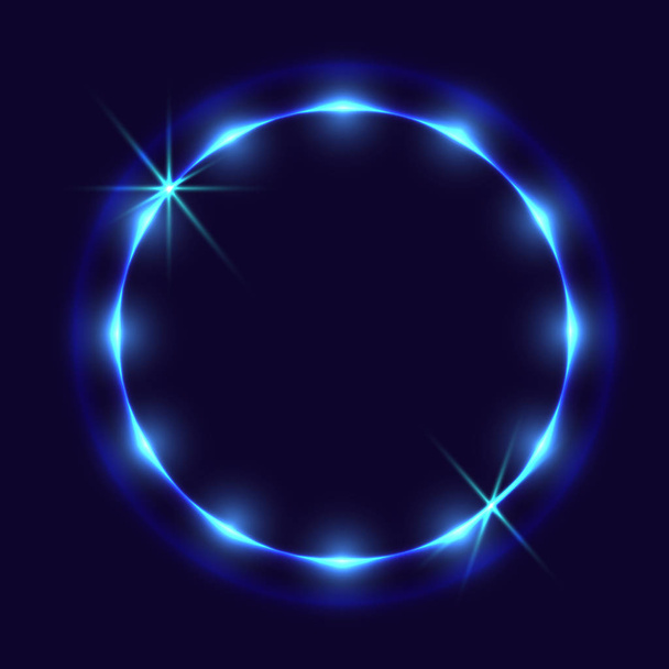 Vector round frame. Shining blue round banner. Vector illustration - Vetor, Imagem