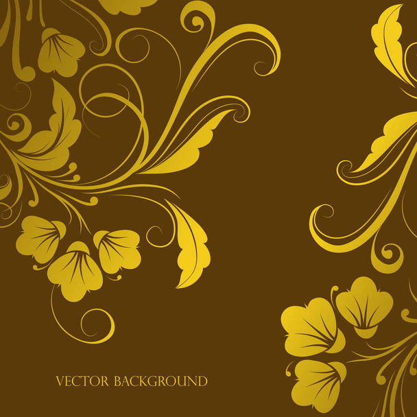 golden background with a floral pattern, background with an ornament. - Вектор, зображення