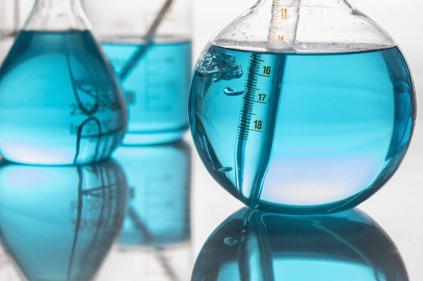 Laboratory glassware. Medical glass flasks.Laboratory diagnostics - Fotó, kép