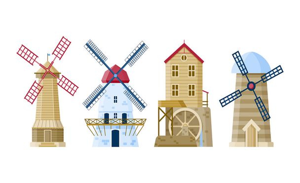 Flat mills vector collection on white background - Vector, Image