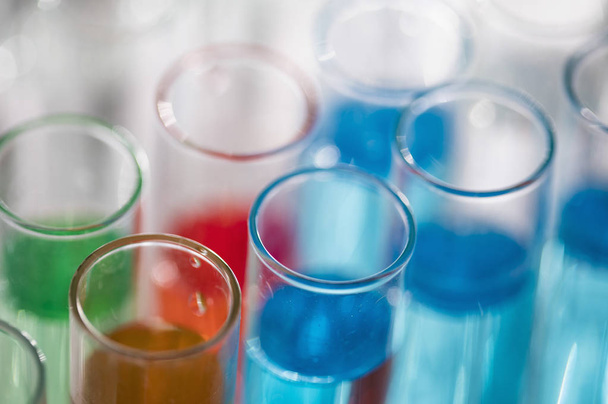 Laboratory glassware. Medical glass flasks.Laboratory diagnostics - 写真・画像
