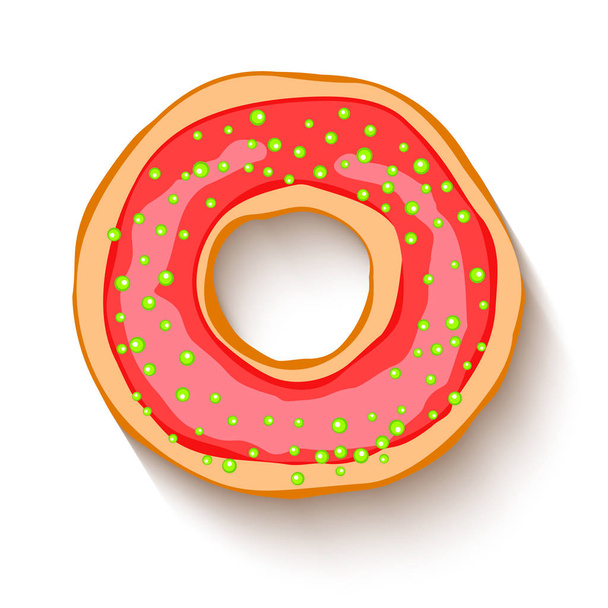 Donut met roze slagroom en zoete korrels - Vector, afbeelding