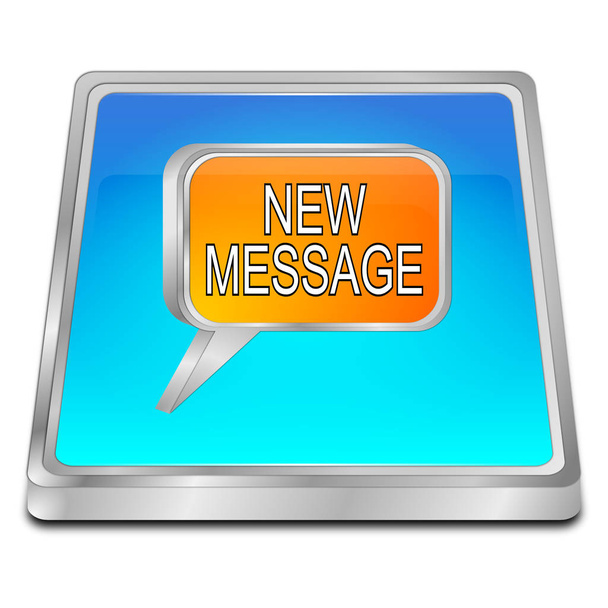γυαλιστερό μπλέ νέο μήνυμα κουμπί - 3d απεικόνιση - Φωτογραφία, εικόνα