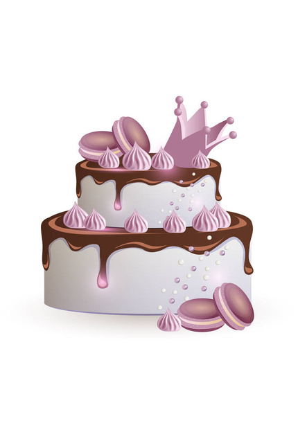stapel taart met chocolaatjes, taarten en meringues voor meisjes - Vector, afbeelding