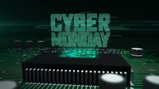 CPU aan boord met Cyber Monday hologram - Foto, afbeelding