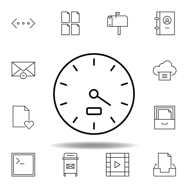 ikona konturu prędkości miernika. Szczegółowy zestaw Unigrid ikon ilustracji multimedialnych. Może być używany do Internetu, logo, aplikacja mobilna, UI, UX - Wektor, obraz