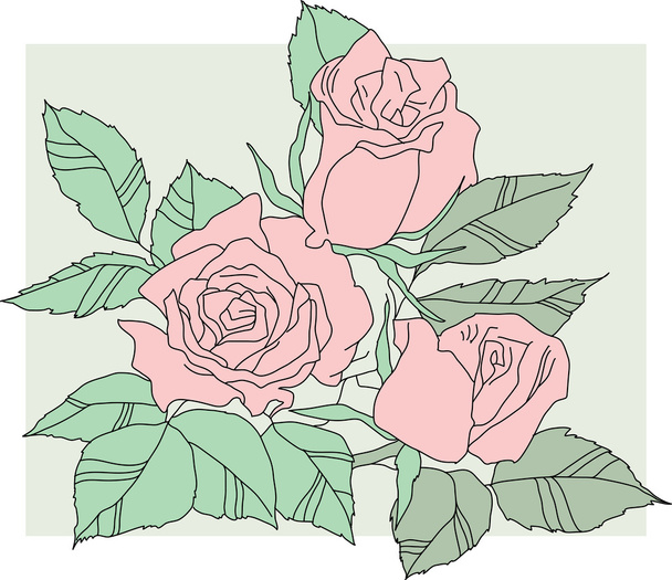 パステル調の色のバラのアレンジメント - ベクター画像