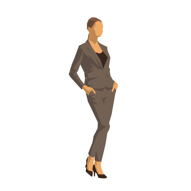 Business woman standing in formal dress, isolated geometric vect - Vetor, Imagem
