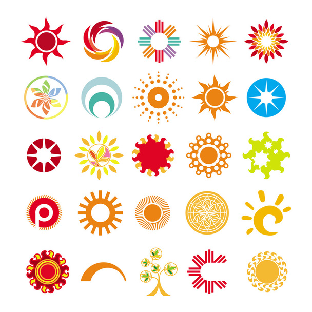collection of abstract symbols of the sun - Wektor, obraz