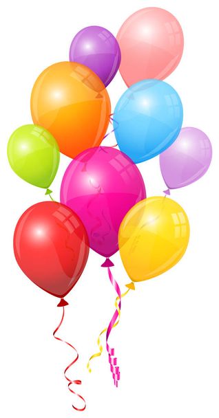 Skupina devíti barevných balónků odpovídající řetězce létání - Vektor, obrázek
