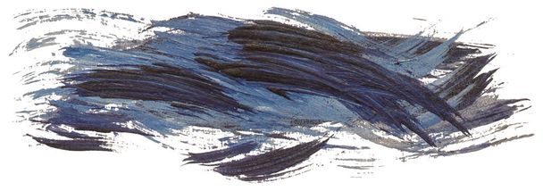 Hand getekende geïsoleerd Paintbrush Stripe met vuile blauwe en zwarte kleur EPS 10 vector illustratie. - Vector, afbeelding