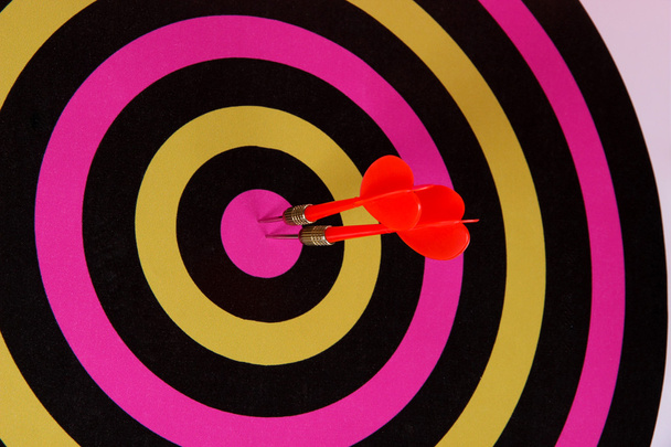 Target with darts close-up - Fotoğraf, Görsel