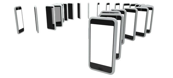 розроблені рядки смартфонів 3d ілюстрація рендеринга
 - Фото, зображення