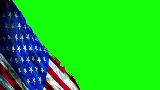  Izolált zöld képernyőn hullámzó Unated Államok zászló. Integetett USA zászló régi dicsőség Grang - Felvétel, videó
