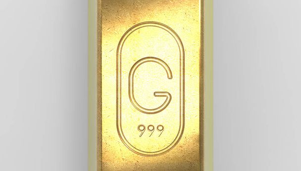 3d golden bar, overhead view - Photo, Image