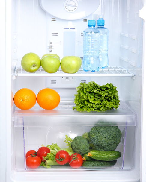 Open refrigerator with vegetarian food - Foto, Imagem