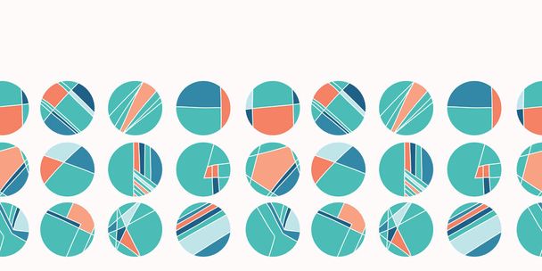 Turquoise blue polka dot circles. Vector pattern seamless border background. Hand drawn texture style. Tiny small dotty edging illustration. Trendy nautical home decor, maritime fashion ribbon trim. - Vector, Image