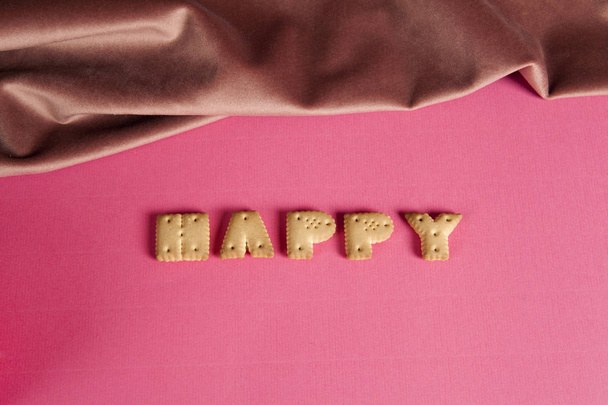 happy word dry biscuit pink - Photo, Image