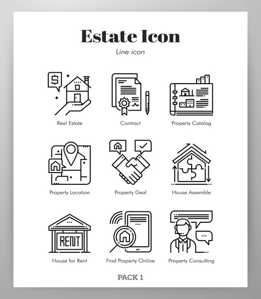 Estate icons line Pack - Vector, afbeelding