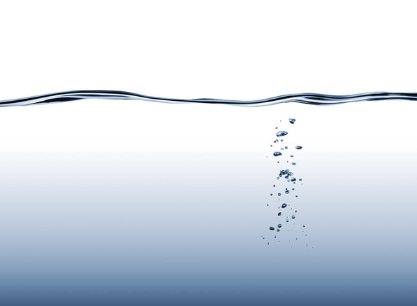 Onda d'acqua blu che scorre e bolle con gradiente di acqua profonda
 - Foto, immagini