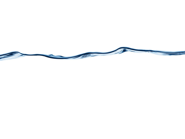 白で隔離されたグラフィック抽象的な青い流れる水の波 - 写真・画像