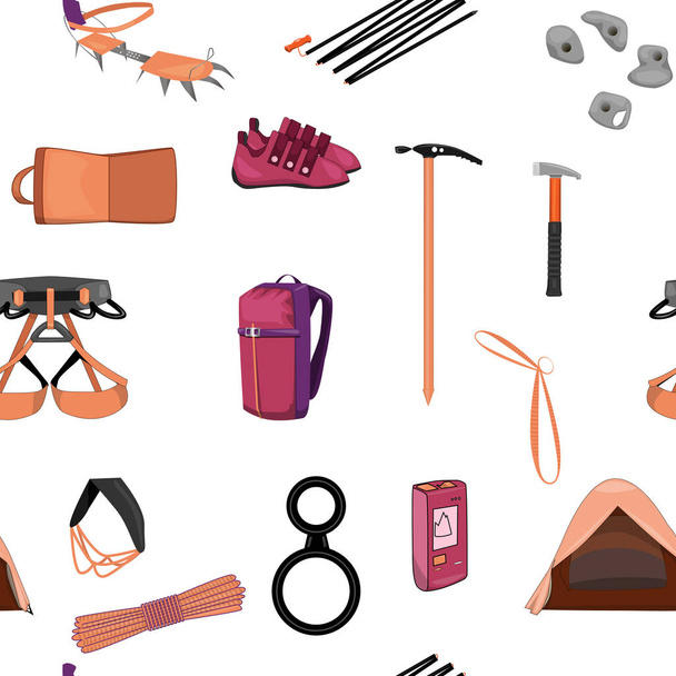 set of mountaineers accessories on white background - Vector, Image