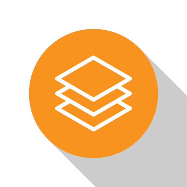 Icona Livelli bianchi isolata su sfondo bianco. Pulsante cerchio arancione. Design piatto. Illustrazione vettoriale
 - Vettoriali, immagini