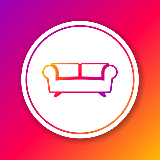 Kleur sofa lijn icoon geïsoleerd op kleur achtergrond. Witte cirkel knop. Vector illustratie - Vector, afbeelding