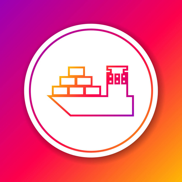 Színes Cargo hajó vonal ikon izolált színes háttér. Fehér gomb bekarikázása. Vektoros illusztráció - Vektor, kép