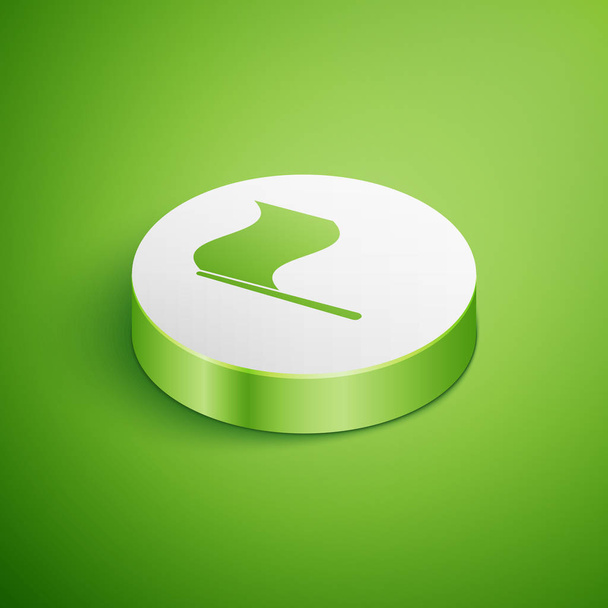 Icono de bandera isométrica aislado sobre fondo verde. Botón círculo blanco. Ilustración vectorial
 - Vector, imagen