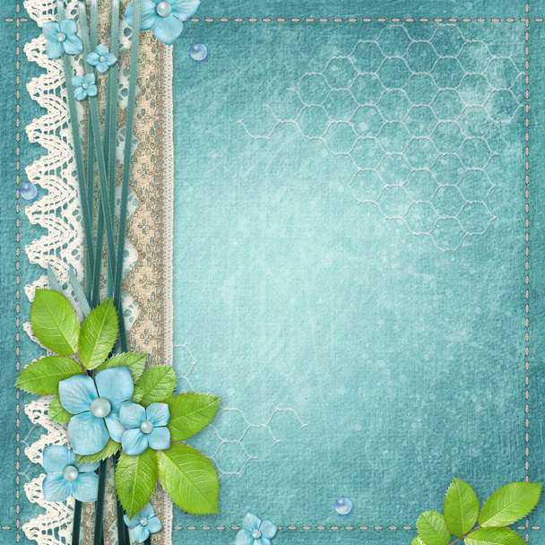 Blue vintage background for album cover or page - Foto, afbeelding