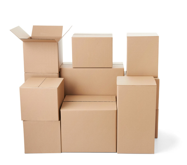 cardboard box package moving transportation delivery stack - 写真・画像
