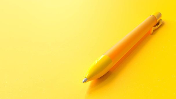 Yellow pen on paper yellow background.  - Photo, Image