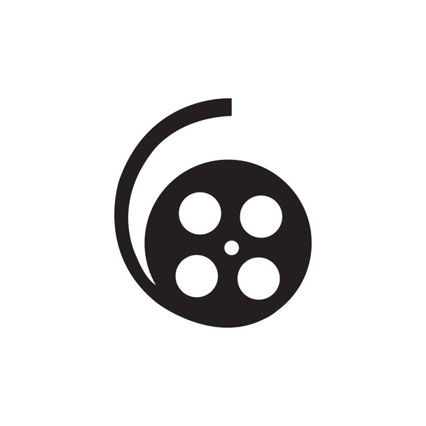 Icono de carrete de película en vectores de estilo plano para aplicaciones, interfaz de usuario, sitios web. Icono negro Vector Ilustración
. - Vector, Imagen