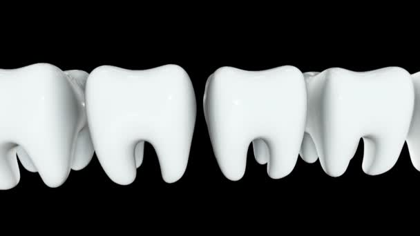 Dente d'oro in fila dei denti bianchi. 3D
. - Filmati, video