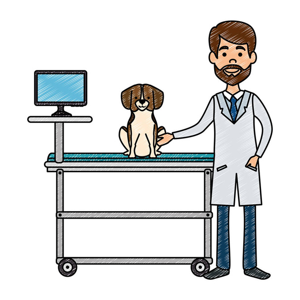 eläinlääkäri koiran kanssa paareilla avatar luonnetta
 - Vektori, kuva