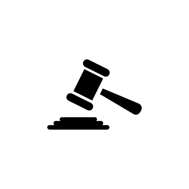 Justice Gavel Icon In Flat Style Vector For App, UI, Websites. Вектор черной иконы
. - Вектор,изображение