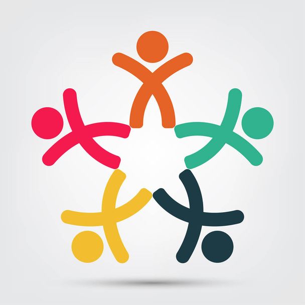 meeting room people logo.group of four persons in circle Isolate On White Background,Vector Illustration  - Vektor, kép