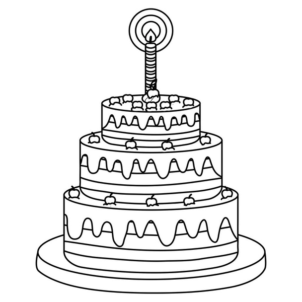 вкусный сладкий торт с одной свечой
 - Вектор,изображение
