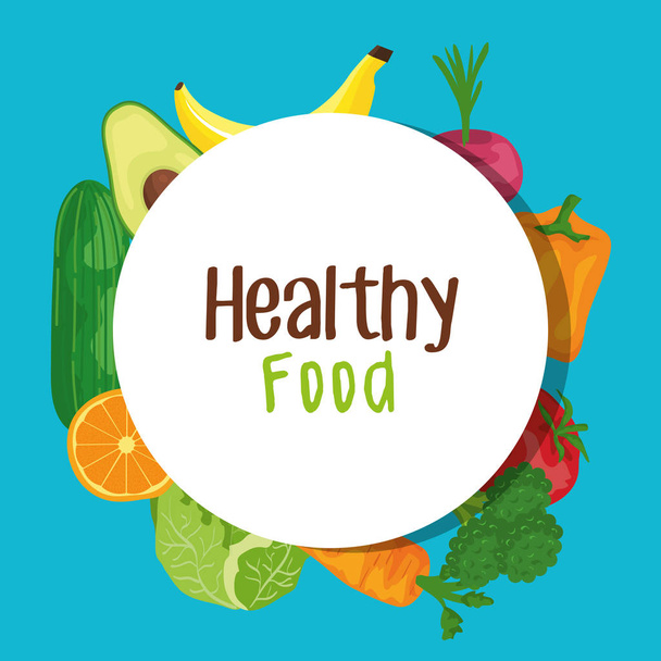 етикетка зі свіжих овочів та фруктів органічного харчування
 - Вектор, зображення
