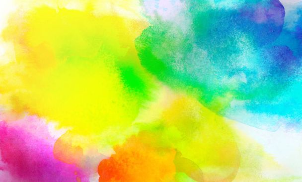 rainbow colored watercolor paints and textures on white paper - Photo, Image