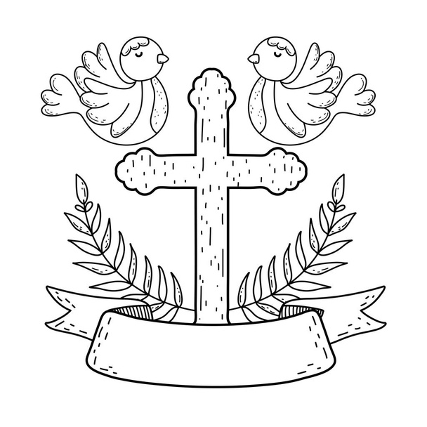 милі голуби птахи з хрестом
 - Вектор, зображення