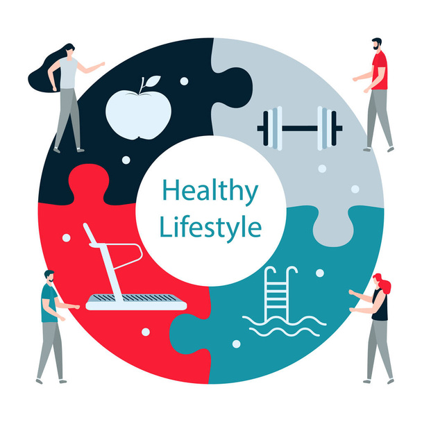 People. Sport. Fitness app. Healthy lifestyle - Vector, Imagen